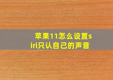 苹果11怎么设置siri只认自己的声音