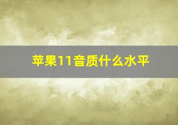 苹果11音质什么水平