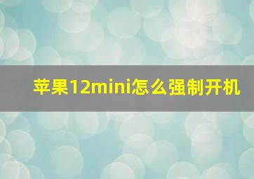 苹果12mini怎么强制开机