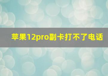 苹果12pro副卡打不了电话