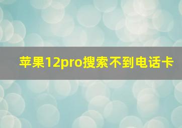 苹果12pro搜索不到电话卡