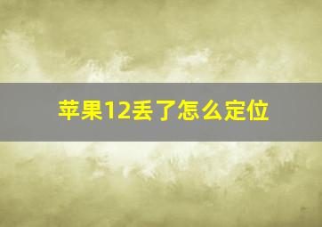 苹果12丢了怎么定位