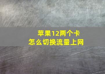 苹果12两个卡怎么切换流量上网