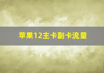 苹果12主卡副卡流量