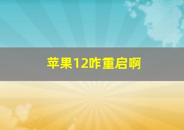 苹果12咋重启啊