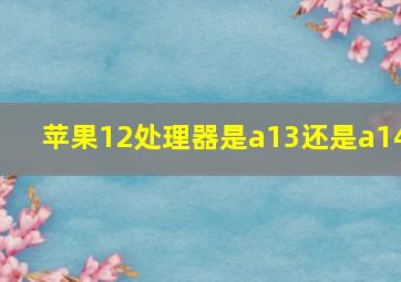 苹果12处理器是a13还是a14