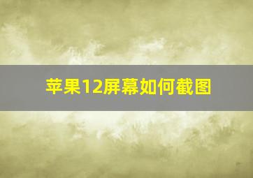 苹果12屏幕如何截图