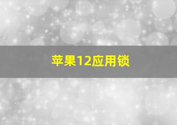 苹果12应用锁