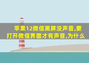 苹果12微信黑屏没声音,要打开微信界面才有声音,为什么