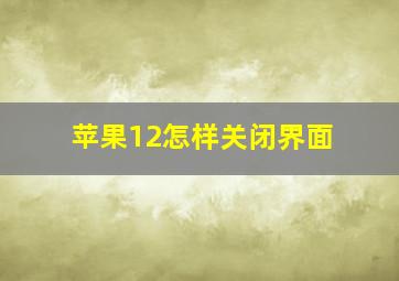 苹果12怎样关闭界面