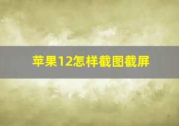 苹果12怎样截图截屏