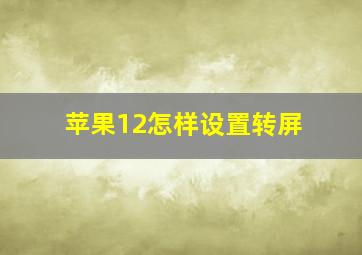 苹果12怎样设置转屏