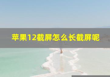 苹果12截屏怎么长截屏呢