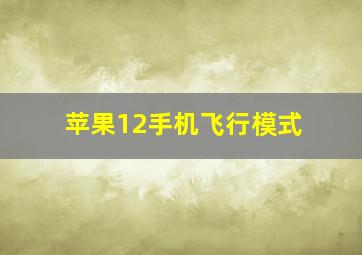 苹果12手机飞行模式