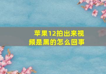 苹果12拍出来视频是黑的怎么回事