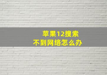 苹果12搜索不到网络怎么办