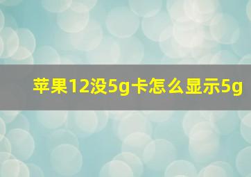 苹果12没5g卡怎么显示5g