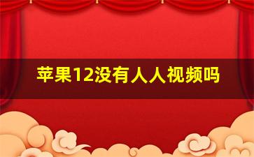 苹果12没有人人视频吗