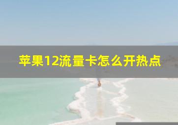 苹果12流量卡怎么开热点