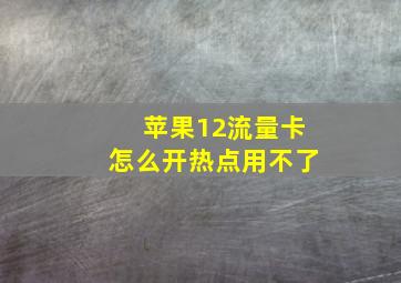 苹果12流量卡怎么开热点用不了