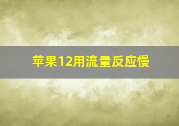 苹果12用流量反应慢