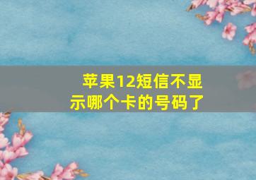 苹果12短信不显示哪个卡的号码了