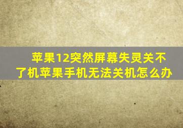 苹果12突然屏幕失灵关不了机苹果手机无法关机怎么办