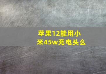 苹果12能用小米45w充电头么