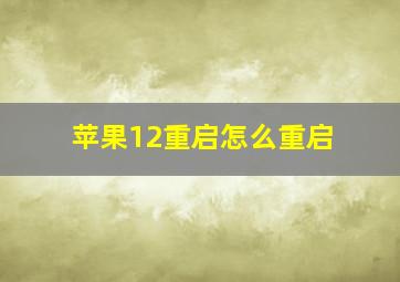 苹果12重启怎么重启