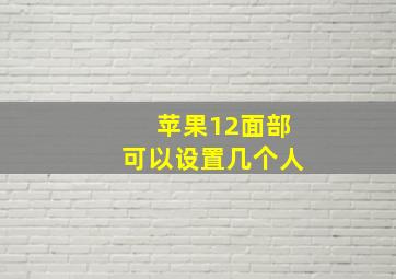 苹果12面部可以设置几个人