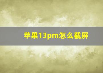 苹果13pm怎么截屏