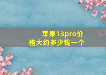 苹果13pro价格大约多少钱一个