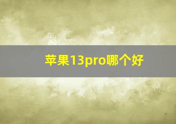 苹果13pro哪个好