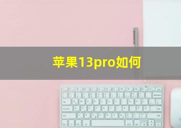 苹果13pro如何