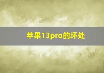 苹果13pro的坏处