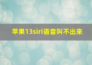 苹果13siri语音叫不出来