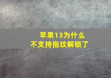 苹果13为什么不支持指纹解锁了