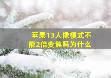 苹果13人像模式不能2倍变焦吗为什么