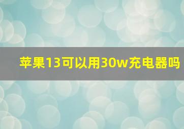 苹果13可以用30w充电器吗