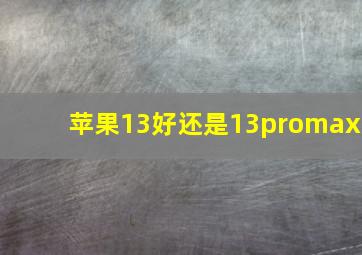 苹果13好还是13promax