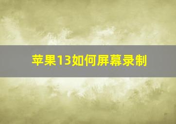 苹果13如何屏幕录制