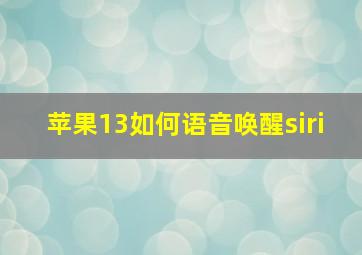 苹果13如何语音唤醒siri