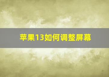 苹果13如何调整屏幕