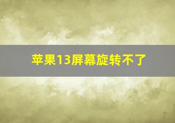 苹果13屏幕旋转不了