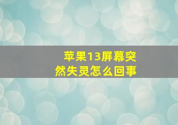 苹果13屏幕突然失灵怎么回事