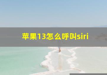 苹果13怎么呼叫siri