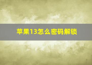 苹果13怎么密码解锁