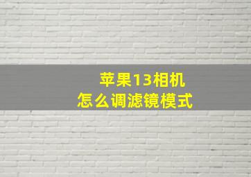 苹果13相机怎么调滤镜模式