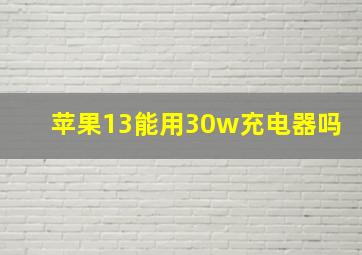 苹果13能用30w充电器吗