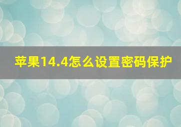 苹果14.4怎么设置密码保护